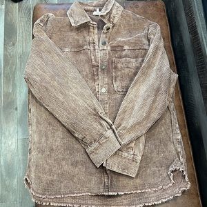 Ribbed camel/brown shacket from reap the sew boutique